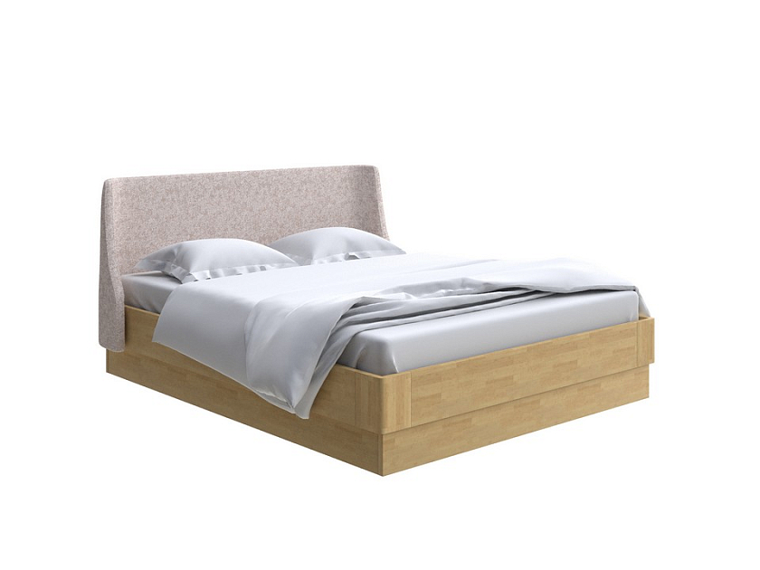 Кровать Lagom Side Wood с подъемным механизмом 140x200 Ткань/Массив (береза) Levis 14 Бежевый/Масло-воск Natura (береза) - Кровать со встроенным ПМ механизмом. 
