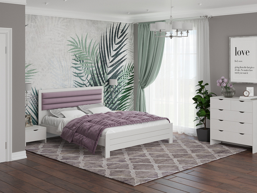 Кровать Prima 160x190 Ткань/Массив Тетра Стальной/Антик (сосна) - Кровать в универсальном дизайне из массива сосны.