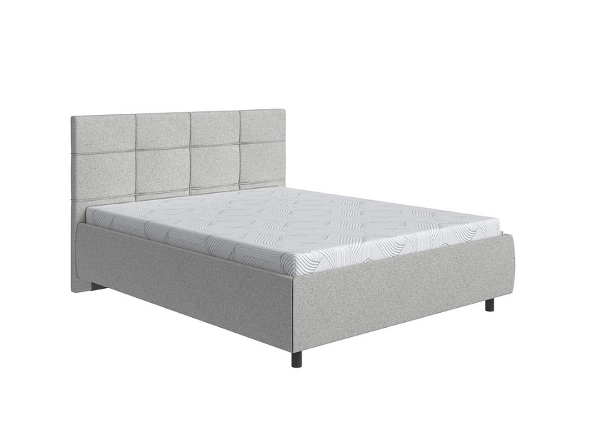 Кровать New Life 160x200 Искусственная шерсть Лама Светло-серый - Кровать в стиле минимализм с декоративной строчкой