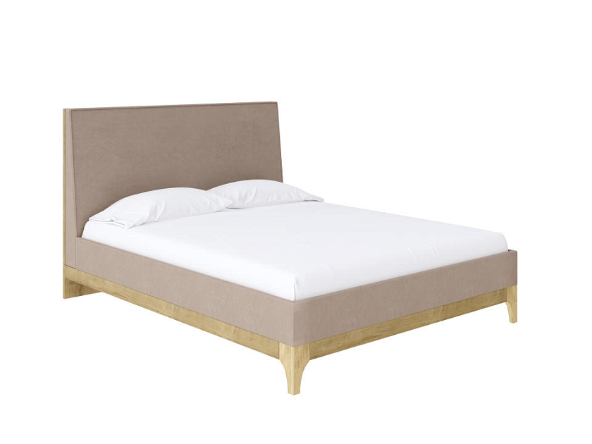 Кровать Odda 90x200  Белый Жемчуг/Тетра Слива - Мягкая кровать из ЛДСП в скандинавском стиле