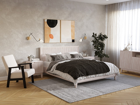 Кровать 80х200 Tempo - Кровать из массива с вертикальной фрезеровкой и декоративным обрамлением изголовья