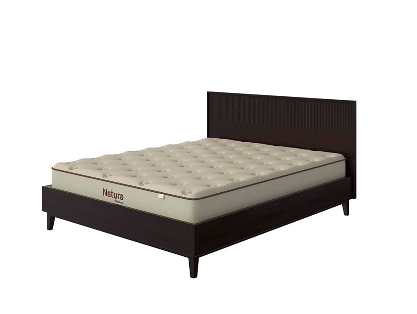 Кровать Tempo 120x200 Массив (сосна) Венге - Кровать из массива с вертикальной фрезеровкой и декоративным обрамлением изголовья