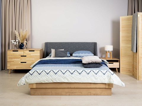 Двуспальная кровать с высоким изголовьем Lagom Side Chips с подъемным механизмом - Кровать со встроенным ПМ механизмом. 