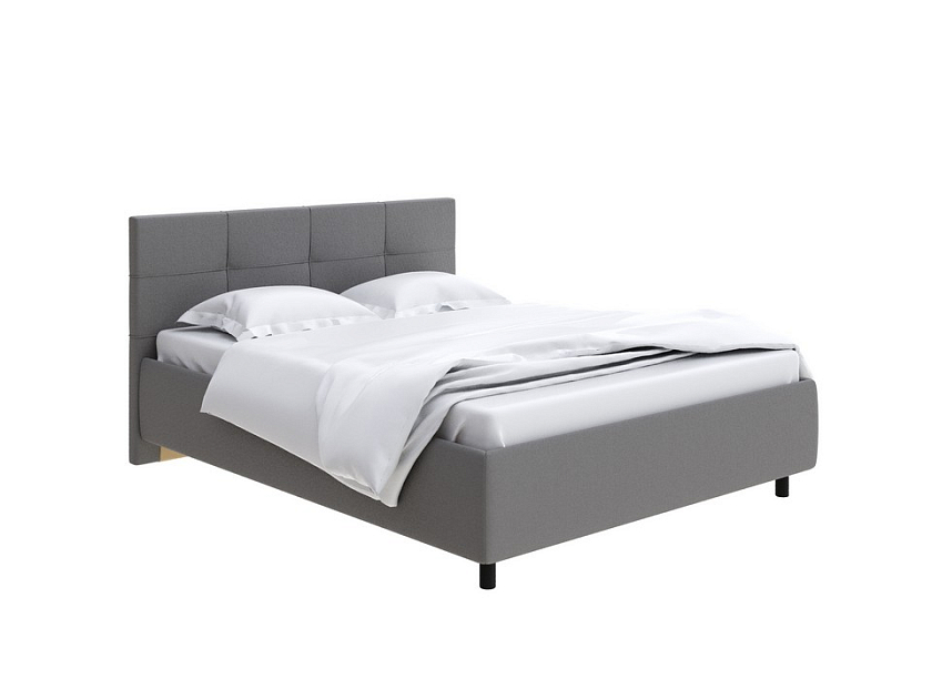 Кровать Next Life 1 90x200 Ткань: Рогожка Тетра Брауни - Современная кровать в стиле минимализм с декоративной строчкой
