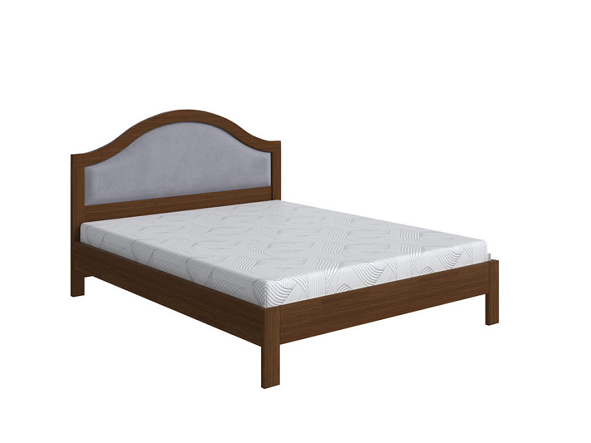 Кровать Ontario 140x200 Ткань/Массив Teddy 318 Мокрый асфальт/Мокко (сосна) - Уютная кровать из массива с мягким изголовьем