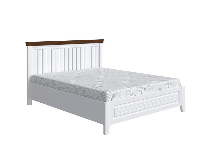 Кровать Olivia 180x190 Массив (сосна) Белая эмаль/Мокко (сосна) - Кровать из массива с контрастной декоративной планкой.