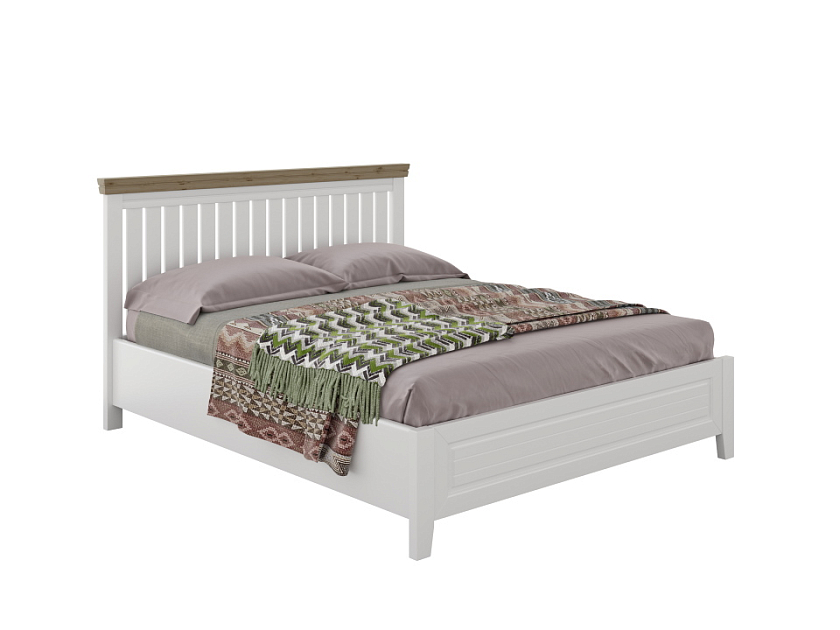 Кровать Olivia 90x190 Массив (сосна) Белая эмаль/Антик - Кровать из массива с контрастной декоративной планкой.
